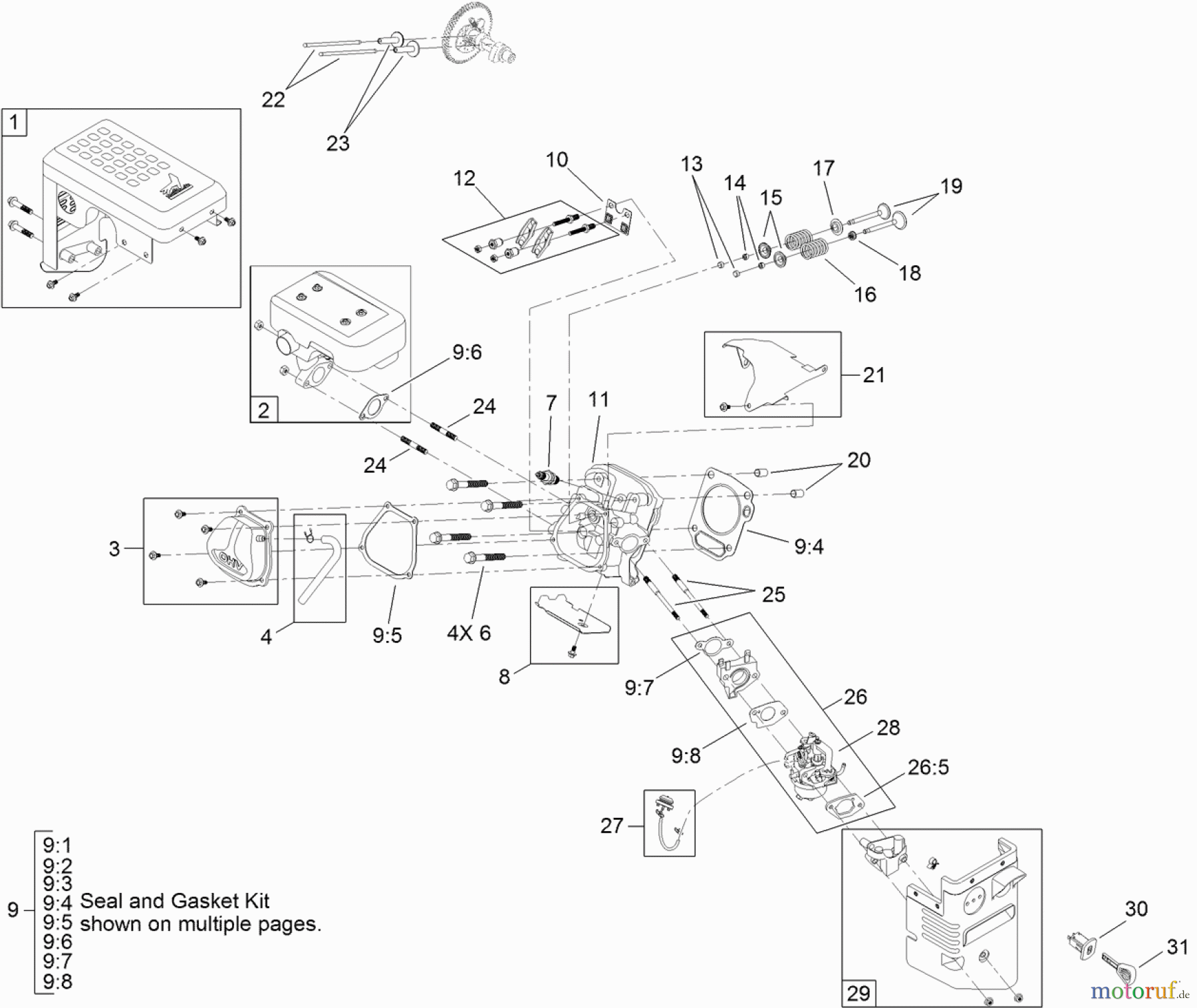 Toro Neu Snow Blowers/Snow Throwers Seite 2 38674 (1028 OXE) - Toro Power Max Heavy Duty 1028 OXE Snowthrower, 2013 (SN 313000001-312999999) MUFFLER, CYLINDERHEAD AND CARBURETOR ENGINE ASSEMBLY