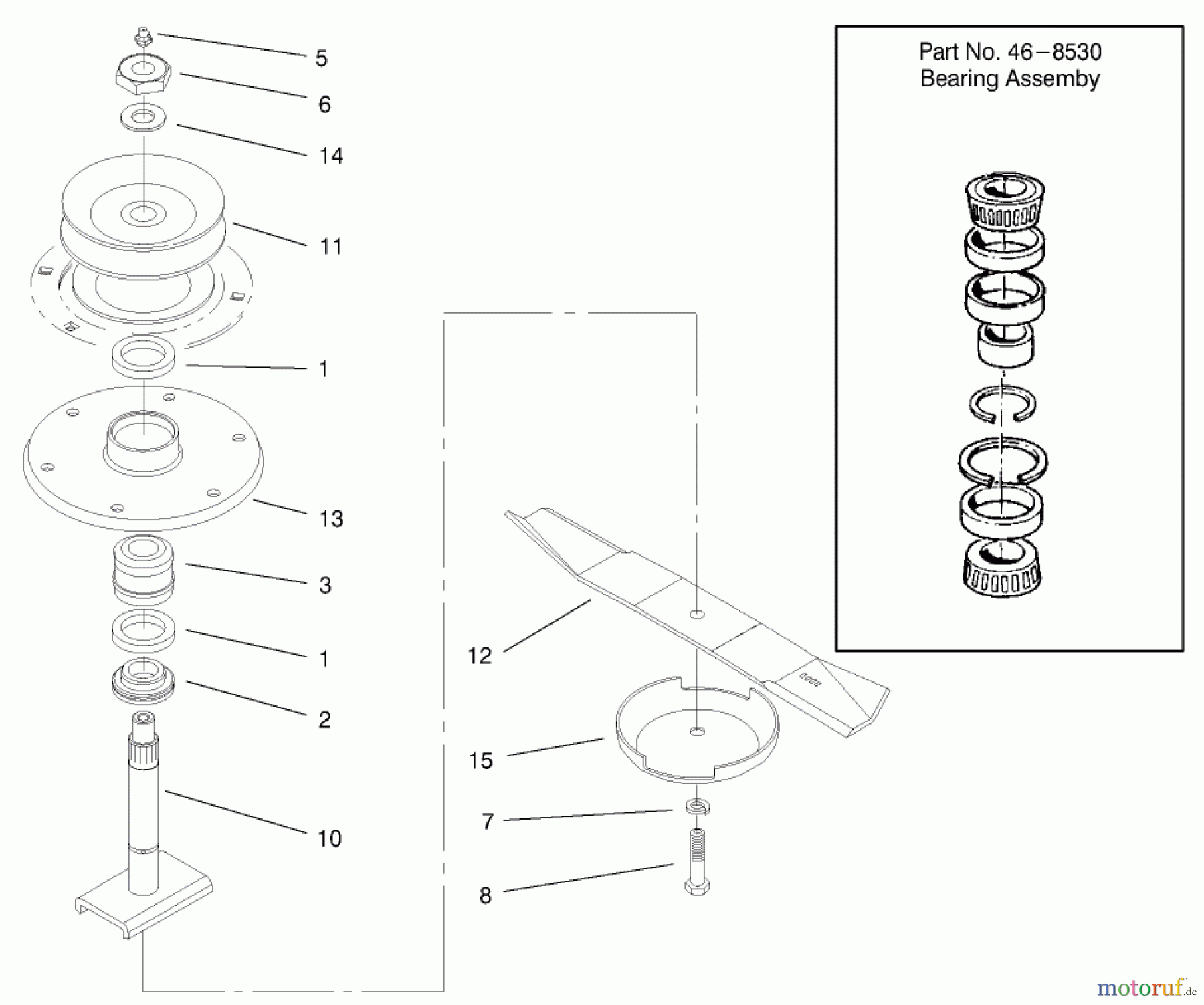  Mähdecks 30138 - Toro 92cm Side Discharge Mower (SN: 220000001 - 220999999) (2002) SPINDLE HOUSING ASSEMBLY NO. 54-7781