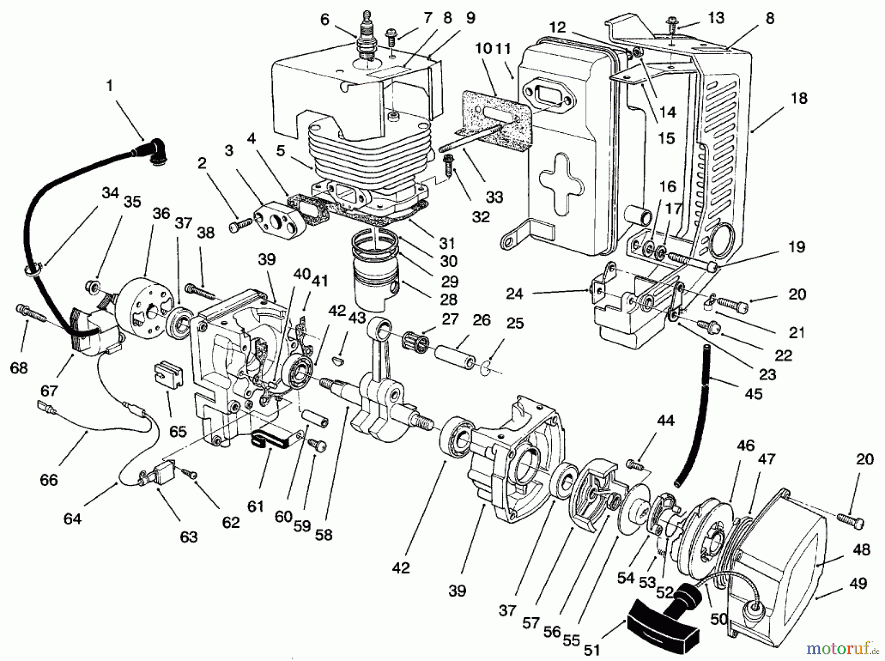 Laubbläser / Laubsauger 30941 - Toro 41cc Back Pack Blower (SN: 79000001 - 79999999) (1997) ENGINE & MUFFLER ASSEMBLY