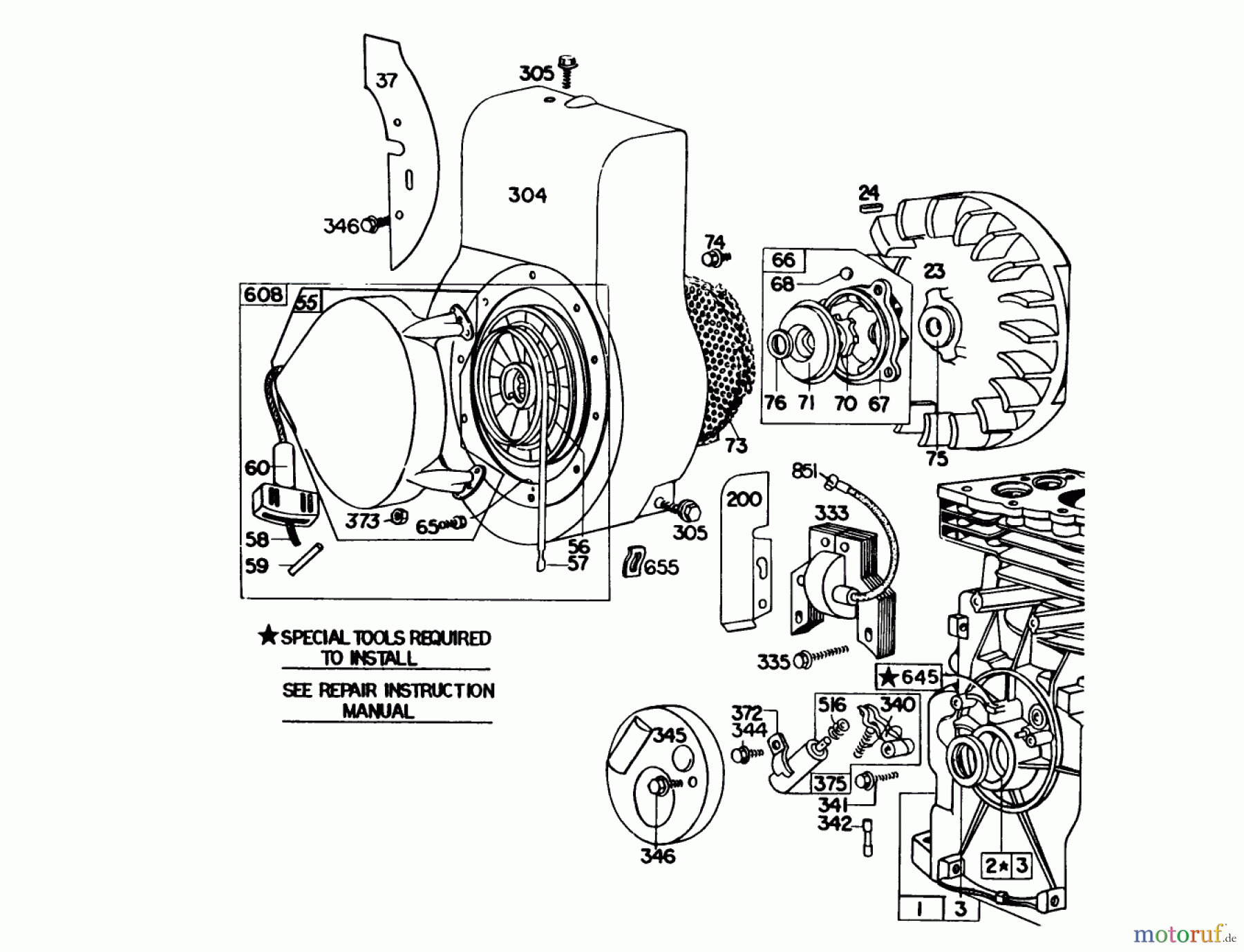  Laubbläser / Laubsauger 62923 - Toro 5 hp Lawn Vacuum (SN: 1000001 - 1999999) (1981) REWIND STARTER