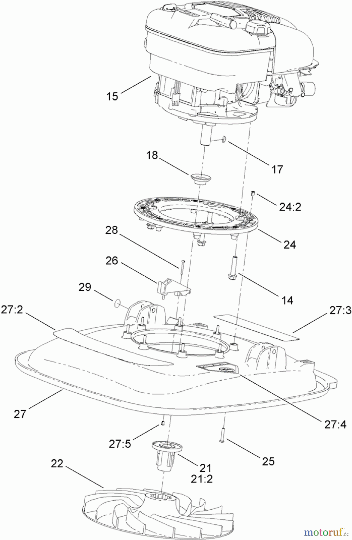 Rasenmäher 02609 - Toro HoverPro 450 Machine (SN: 313000001 - 313999999) (2013) ENGINE AND DECK ASSEMBLY