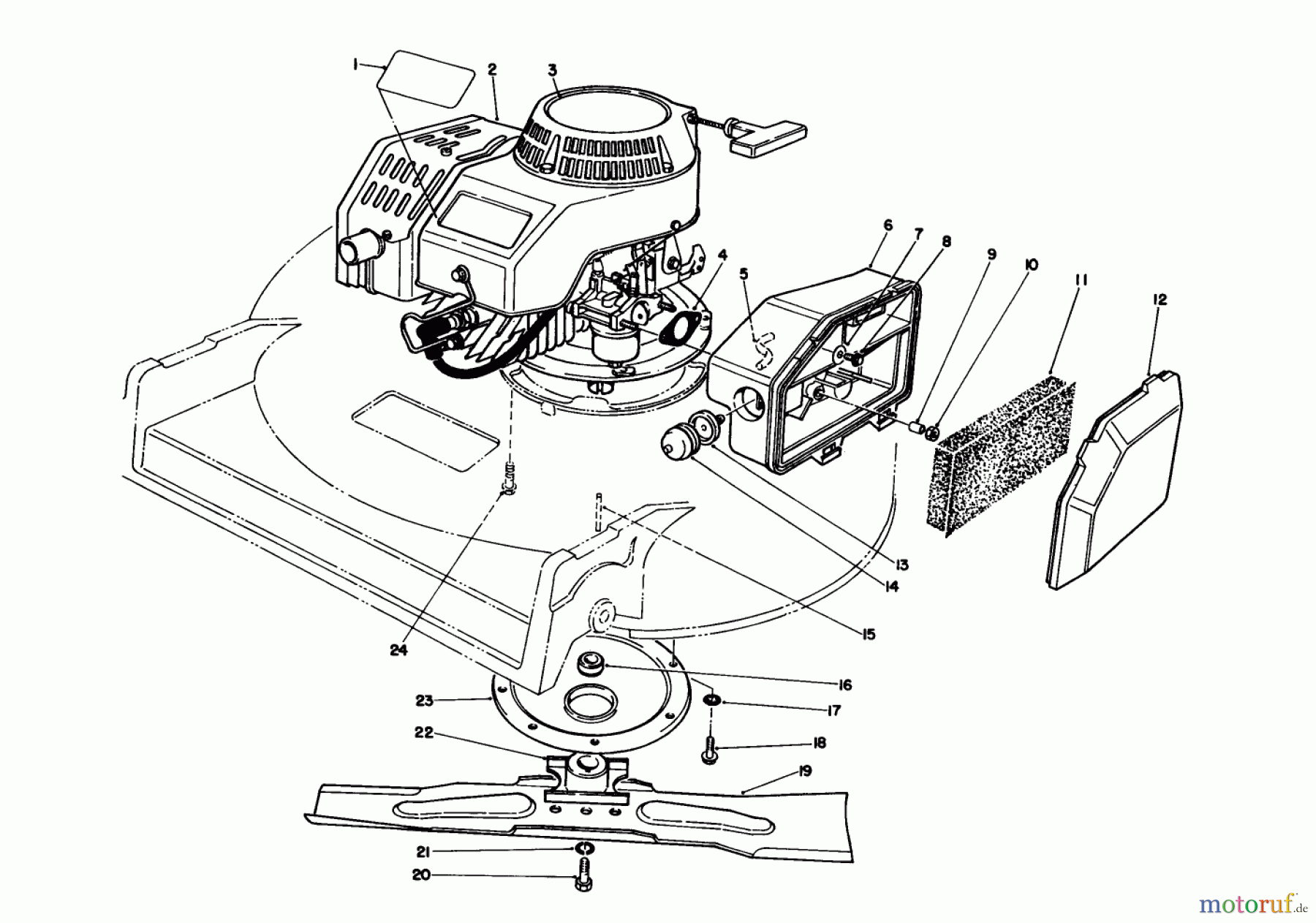  Rasenmäher 22030 - Toro Walk-Behind Mower (SN: 0000001 - 0999999) (1990) ENGINE ASSEMBLY (MODEL 22030)