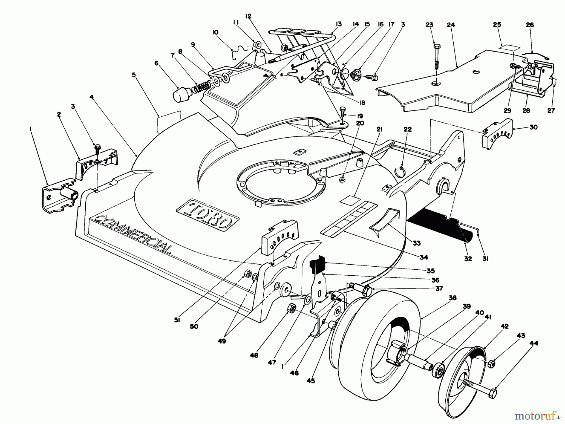 Rasenmäher 22030 - Toro Walk-Behind Mower (SN: 0000001 - 0999999) (1990) HOUSING ASSEMBLY (MODEL 22035)