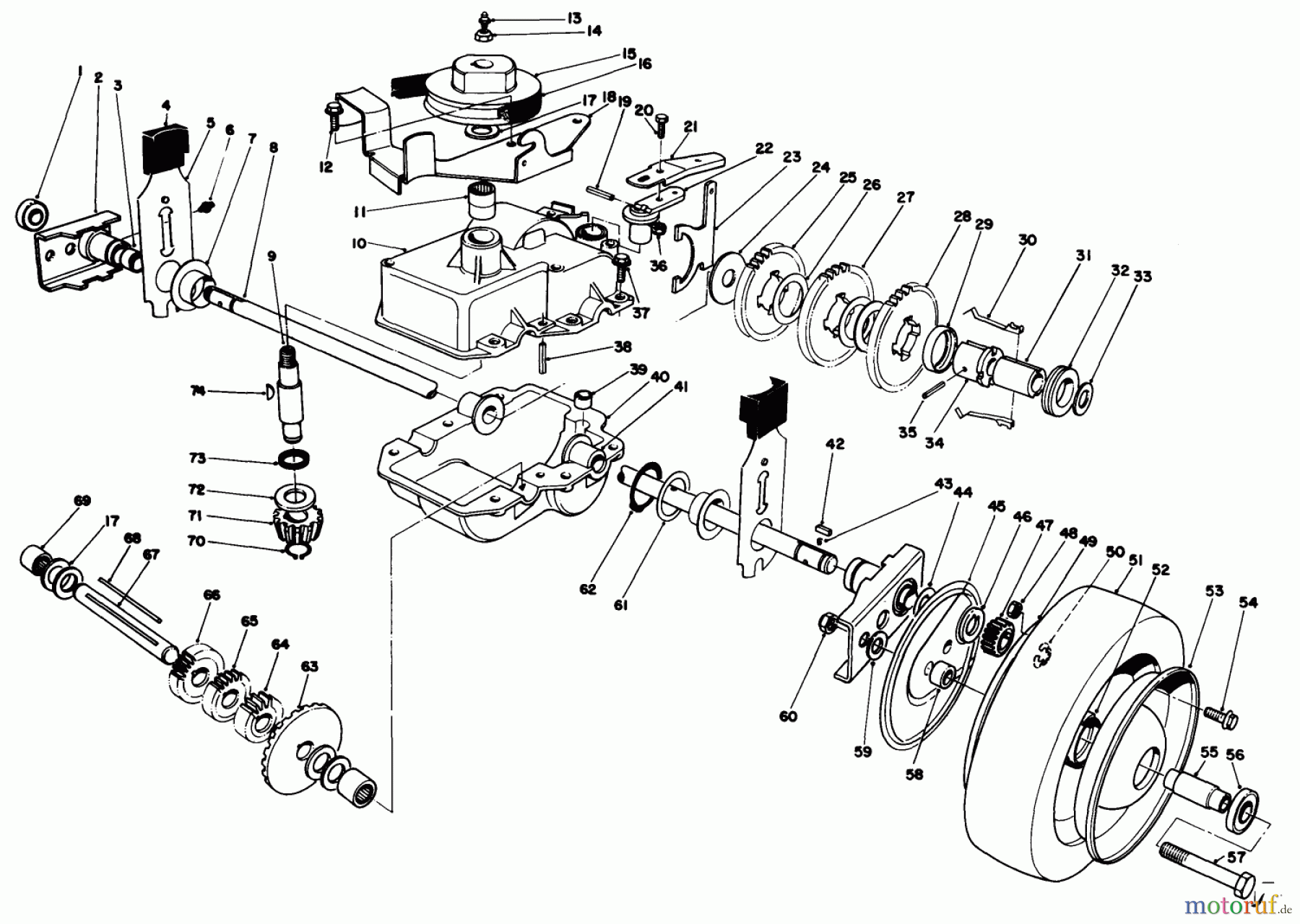 Rasenmäher 22030 - Toro Walk-Behind Mower (SN: 9000001 - 9999999) (1989) GEAR CASE ASSEMBLY (MODEL 22035)