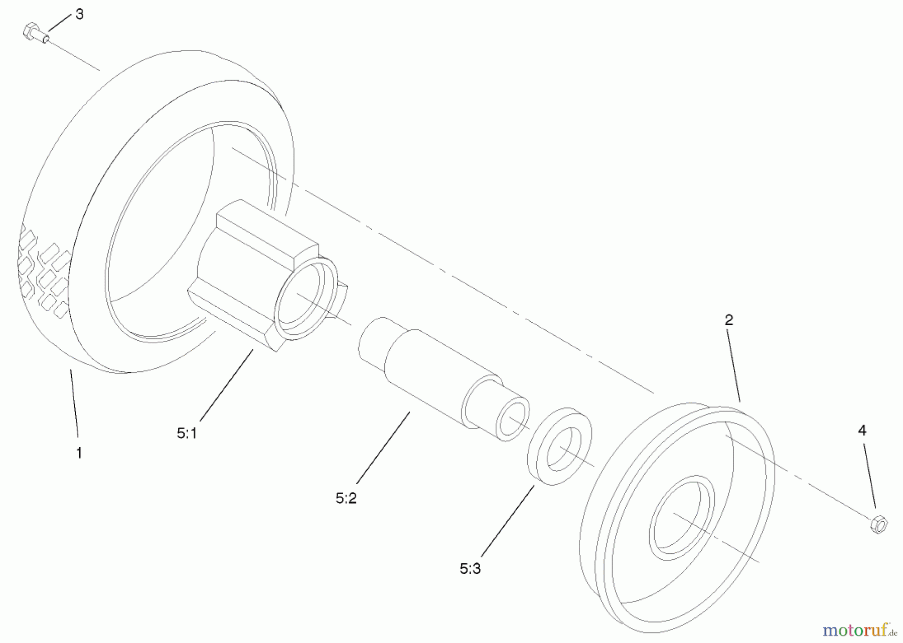  Rasenmäher 22040 - Toro Recycler Walk-Behind Mower (SN: 230000001 - 230999999) (2003) FRONT WHEEL AND TIRE ASSEMBLY