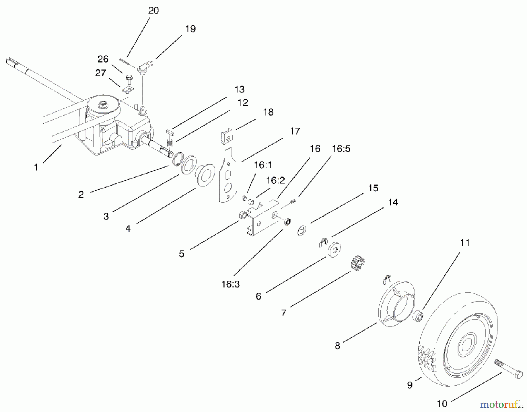 Rasenmäher 22158 - Toro Recycler Rear Bagger Mower (SN: 200000001 - 200999999) (2000) REAR WHEEL & GEAR CASE ASSEMBLY