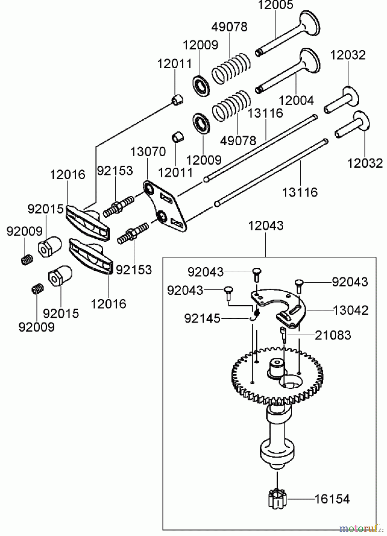 Rasenmäher 22163 - Toro PT21 Trim Mower (SN: 270000001 - 270999999) (2007) VALVE AND CAMSHAFT ASSEMBLY KAWASAKI FJ180V-AS28