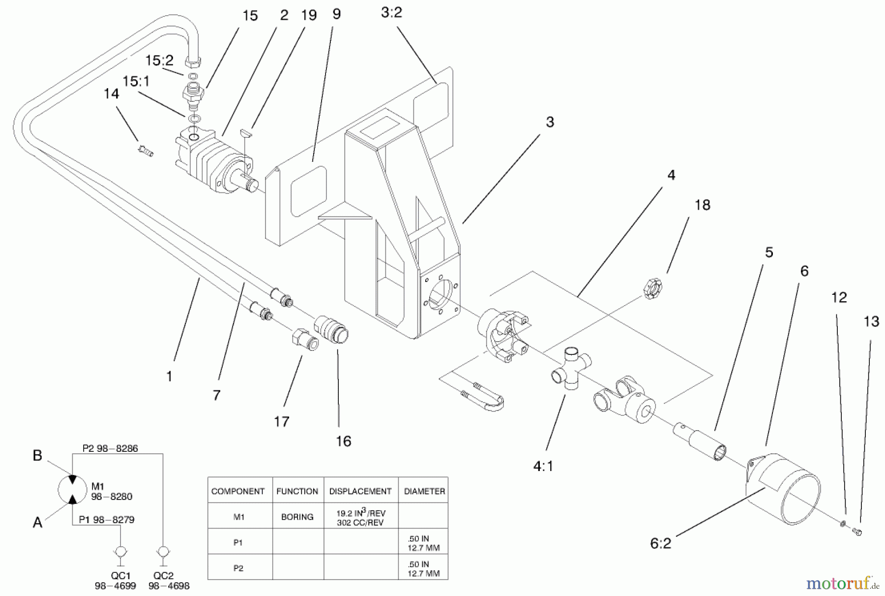  Compact Utility Attachments 22420 - Toro Bore Drive Head Attachment, Dingo Compact Utility Loader (SN: 990001 - 999999) (1999) BORE DRIVE HEAD ASSEMBLY