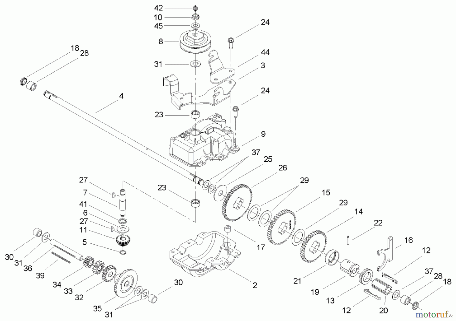 Rasenmäher 22176TE - Toro 53cm Heavy-Duty Recycler Mower (SN: 240000001 - 240999999) (2004) GEAR CASE ASSEMBLY NO. 74-1861