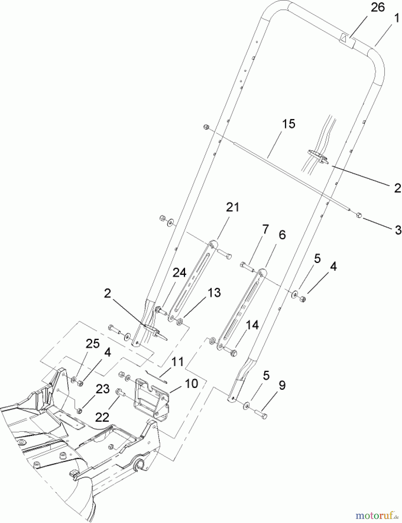 Rasenmäher 22177TE - Toro 53cm Heavy-Duty Recycler Mower (SN: 240000001 - 240999999) (2004) HANDLE ASSEMBLY