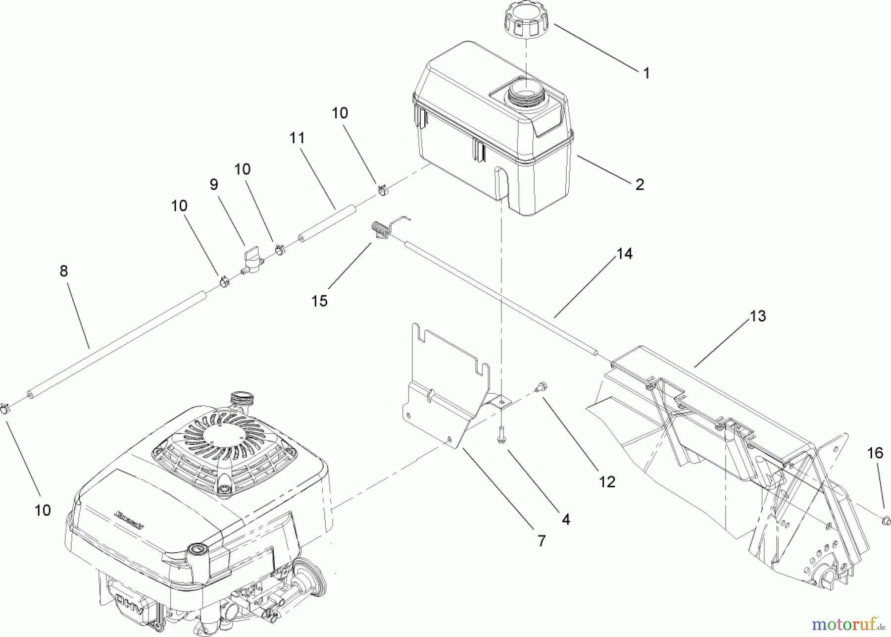 Rasenmäher 22179TE - Toro 53cm Heavy-Duty Rear Bagger Mower (SN: 270000001 - 270004000) (2007) FUEL TANK ASSEMBLY