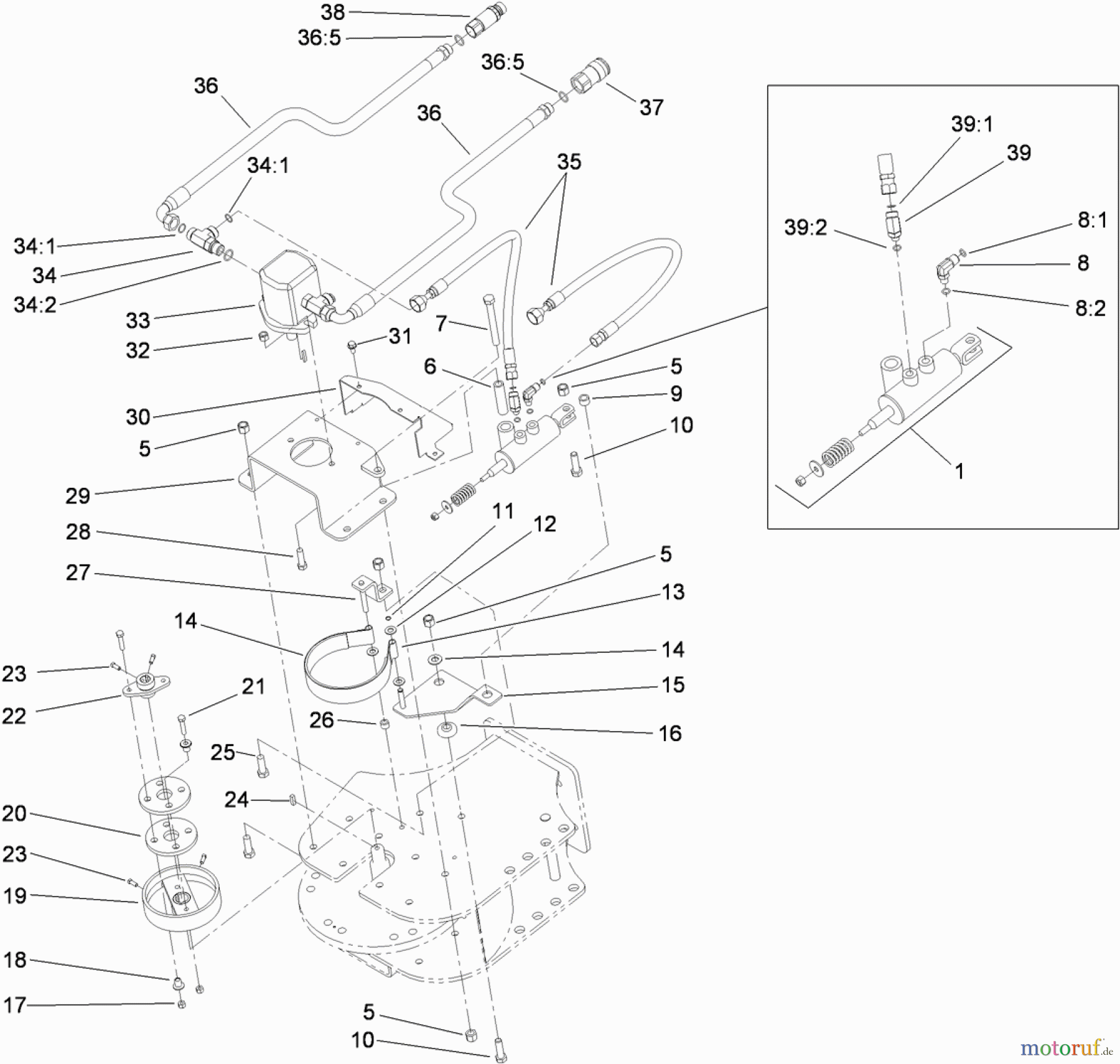 Compact Utility Attachments 22429 - Toro Stump Grinder, Dingo Compact Utility Loaders (SN: 311000001 - 311999999) (2011) HYDRAULIC MOTOR AND BRAKE ASSEMBLY