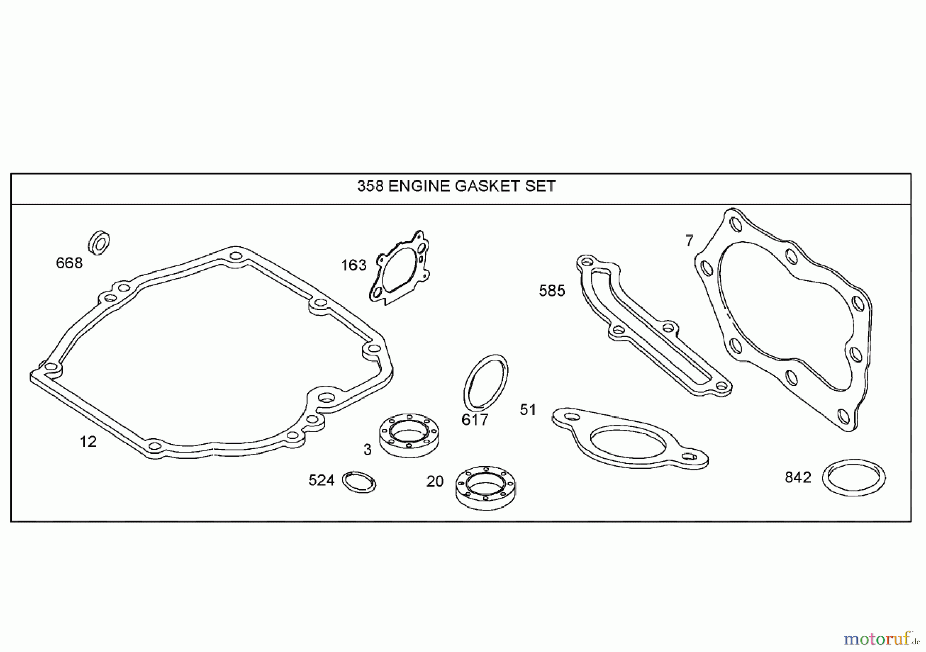 Rasenmäher 22243 - Toro Commercial Side-Discharge Lawnmower (SN: 250000001 - 250999999) (2005) 358 ENGINE GASKET SET ASSEMBLY BRIGGS AND STRATTON 12W802-1701-B1