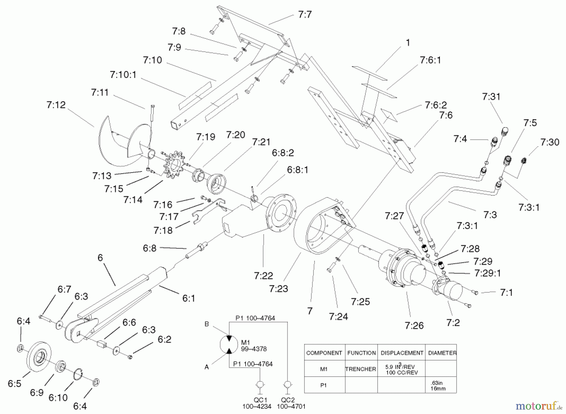 Compact Utility Attachments 22447 - Toro Trencher Head, Dingo Compact Utility Loader (SN: 200000001 - 200000500) (2000) TRENCHER ASSEMBLY