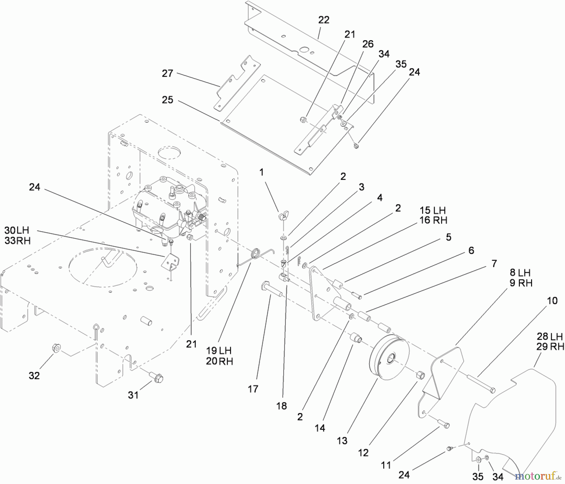  Rasenmäher für Großflächen 30031 - Toro Commercial 91cm Walk-Behind Mower, 15HP, T-Bar, Gear Drive, TURBO FORCE Cutting Unit (SN: 310000001 - 310999999) (2010) LOWER CONTROL ASSEMBLY