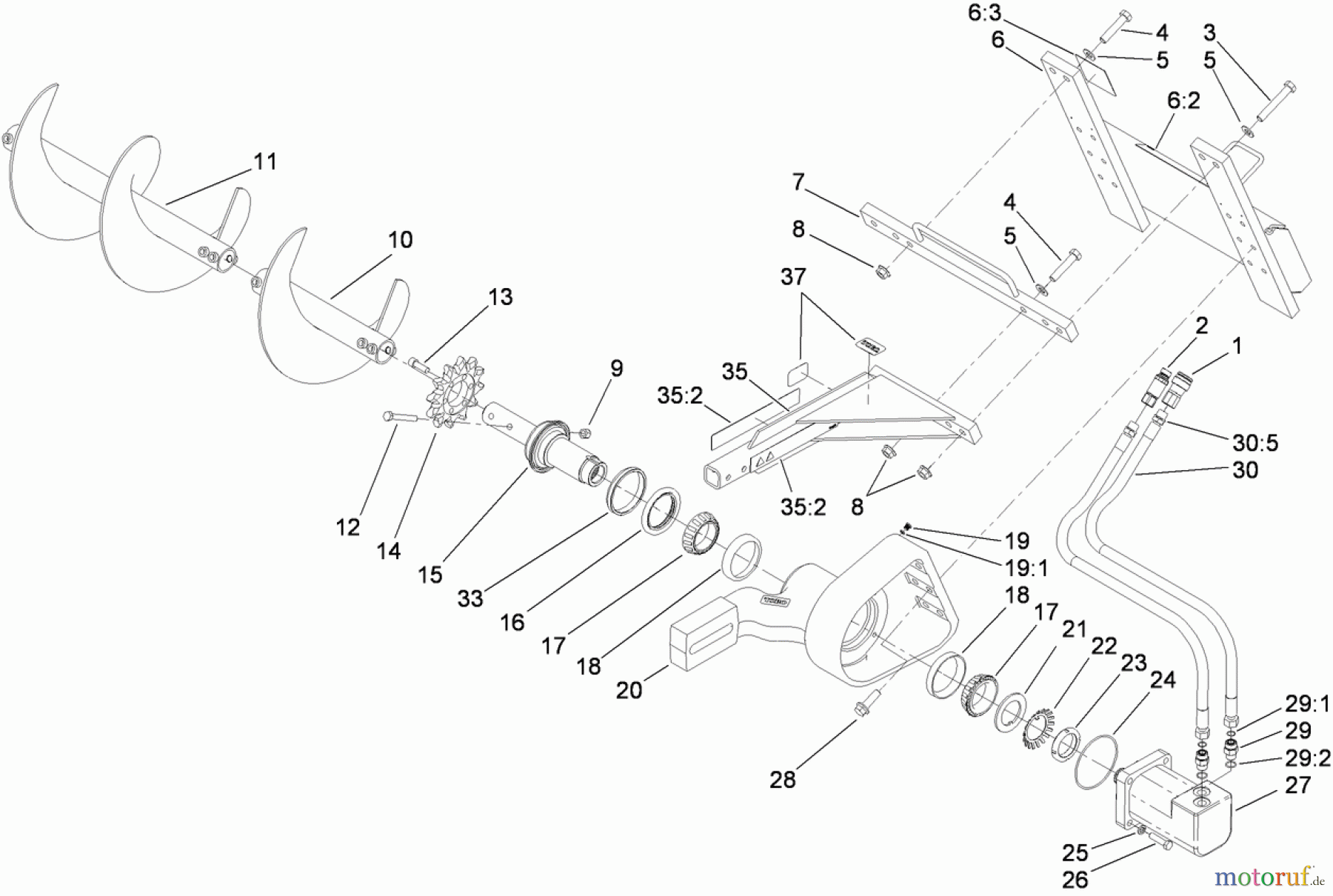  Compact Utility Attachments 22474 - Toro High-Speed Trencher Head, Dingo Compact Utility Loaders (SN: 290000001 - 290999999) (2009) HIGH-SPEED TRENCHER HEAD ASSEMBLY