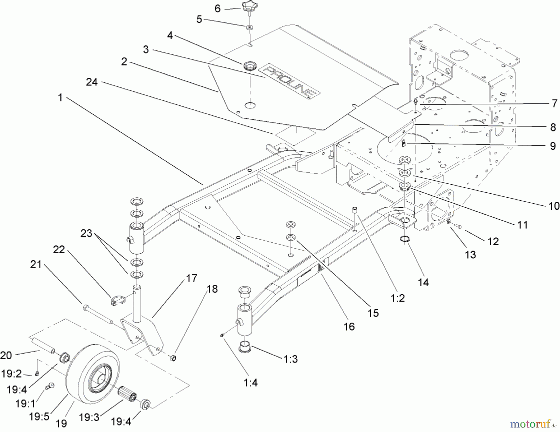  Rasenmäher für Großflächen 30433 - Toro Mid-Size ProLine Mower, Pistol Grip, Hydro Drive, 15 HP, 36