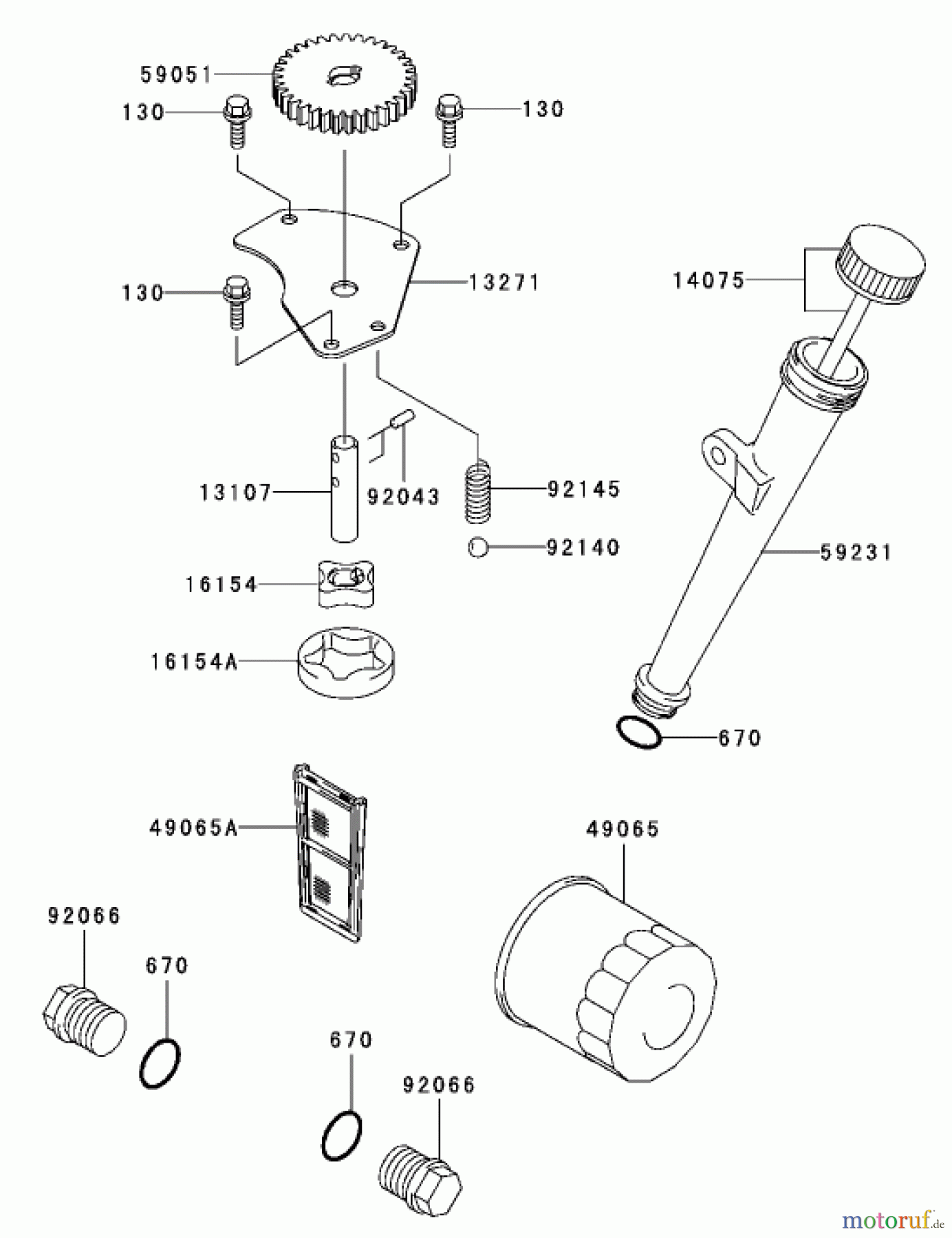 Zerto-Turn Mäher 74167TE (Z153) - Toro Z Master Mower, 132cm SFS Side Discharge Deck (SN: 240000001 - 240999999) (2004) LUBRICATION EQUIPMENT ASSEMBLY KAWASAKI FH680V-AS21