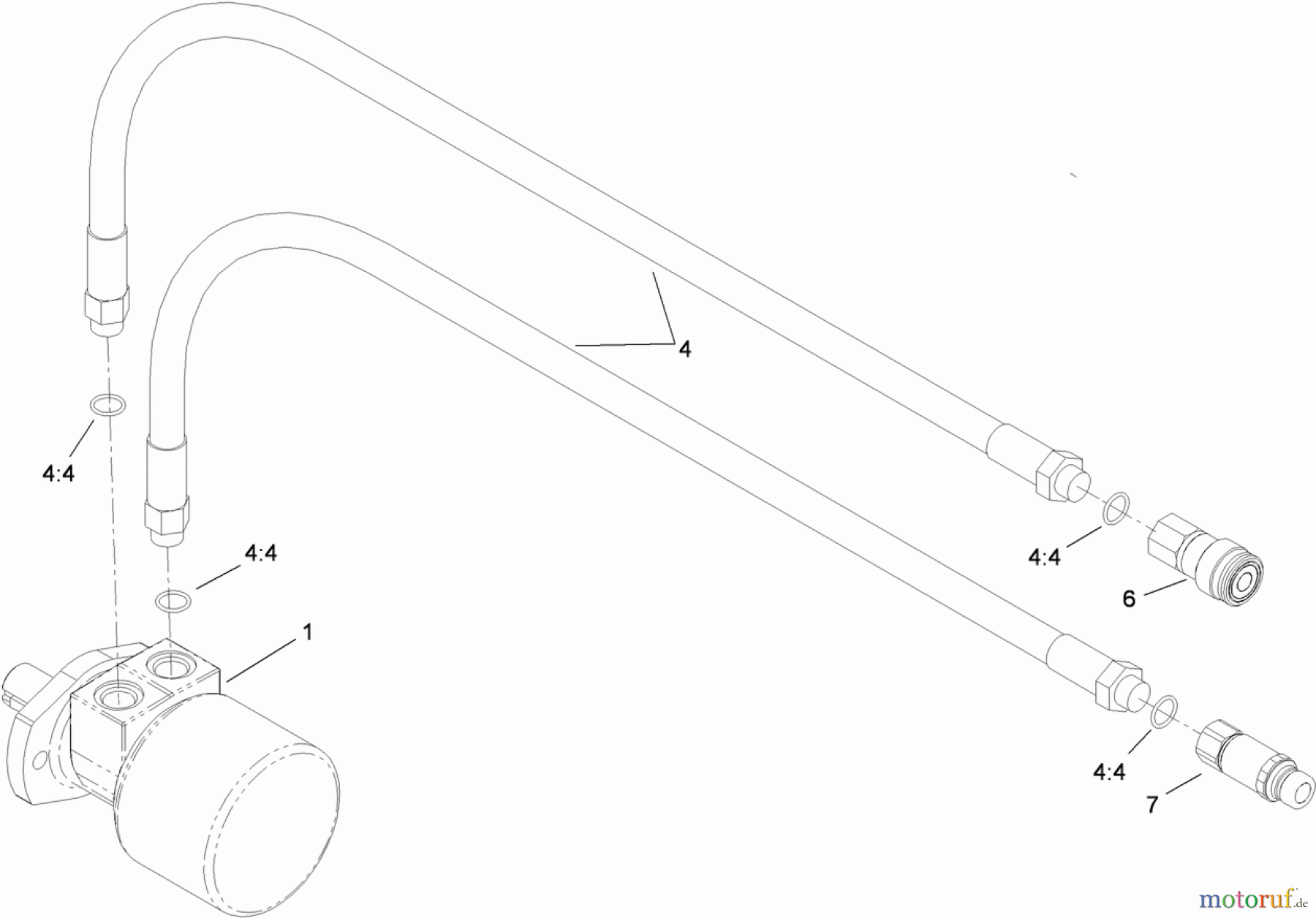  Compact Utility Attachments 23102 - Toro Soil Cultivator, Compact Utility Loaders (SN: 312000001 - 312999999) (2012) HYDRAULIC HOSE AND MOTOR ASSEMBLY