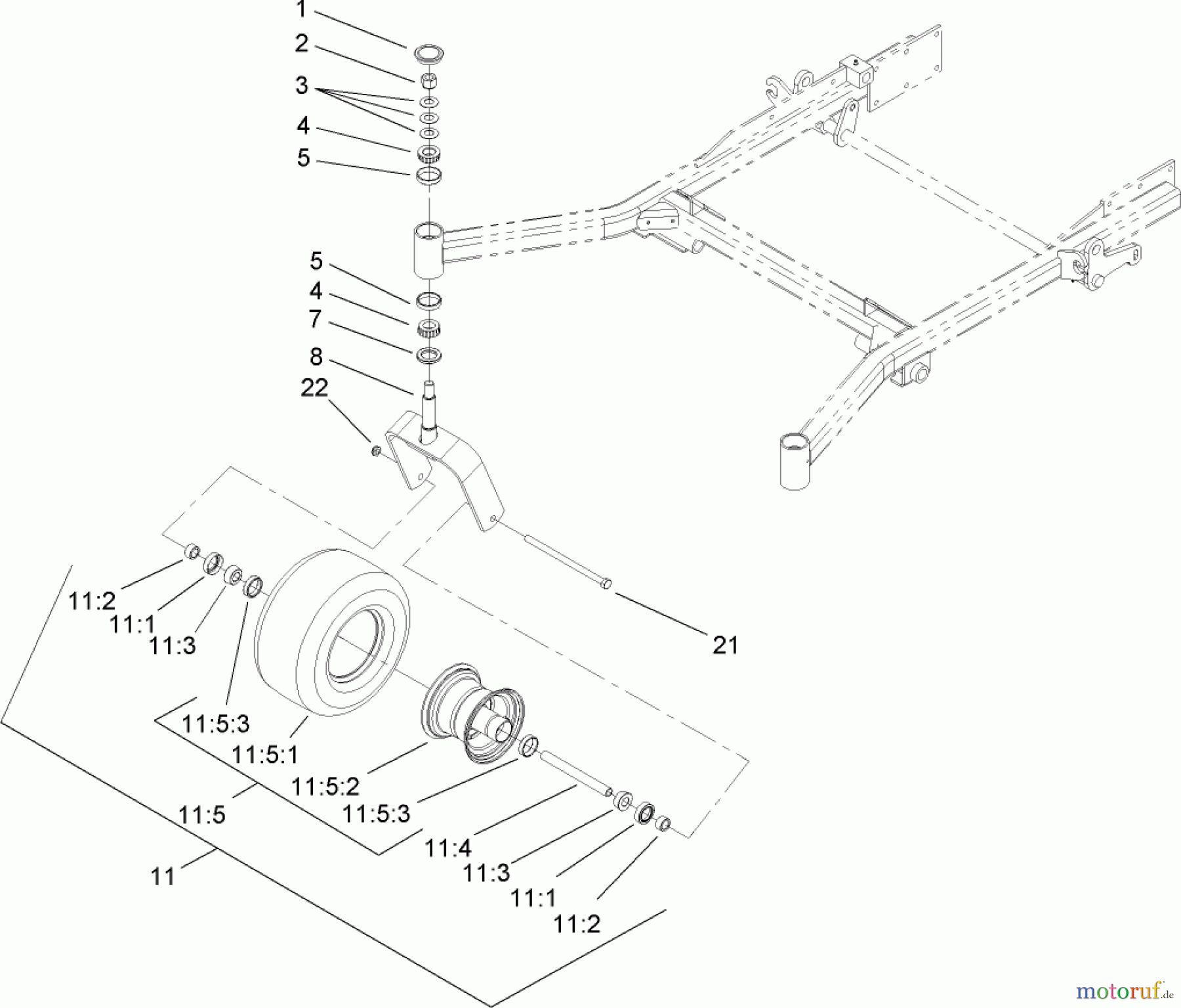 Zerto-Turn Mäher 74262TE (Z500) - Toro Z Master Mower, 152cm TURBO FORCE Side Discharge Deck (SN: 260000001 - 260999999) (2006) CASTOR AND WHEEL ASSEMBLY
