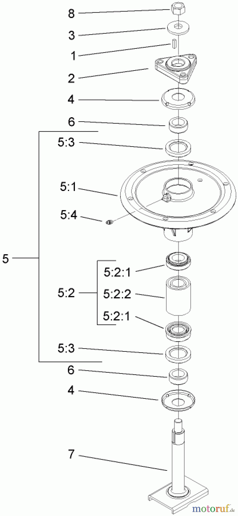 Zerto-Turn Mäher 74264TE (Z580-D) - Toro Z Master Mower, 132cm TURBO FORCE Side Discharge Deck (SN: 280000001 - 280999999) (2008) SPINDLE ASSEMBLY NO. 108-7713