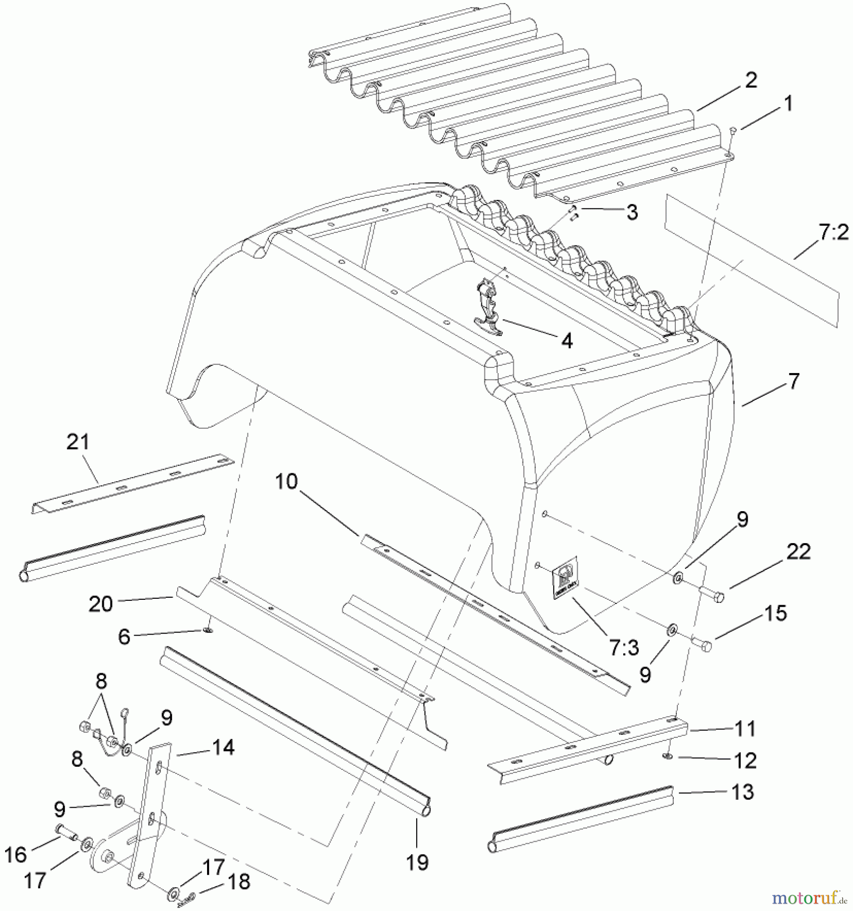 Zerto-Turn Mäher 74268TE (Z597-D) - Toro Z Master Mower, 152cm TURBO FORCE Side Discharge Deck (SN: 260000001 - 260999999) (2006) HOOD ASSEMBLY