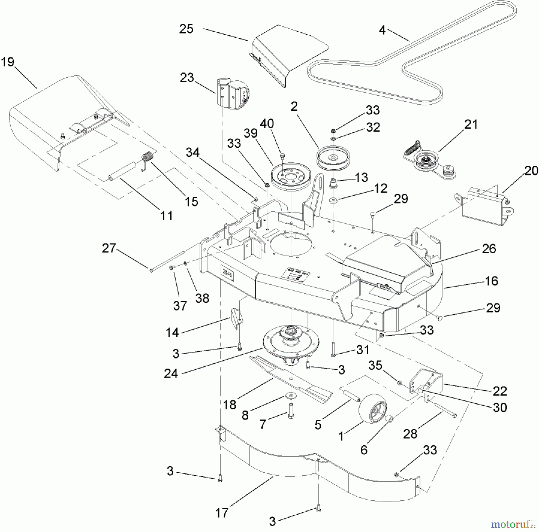 Zerto-Turn Mäher 74408TE (Z300) - Toro Z Master Mower, 86cm 7-Gauge Side Discharge Deck (SN: 280000001 - 280999999) (2008) DECK ASSEMBLY