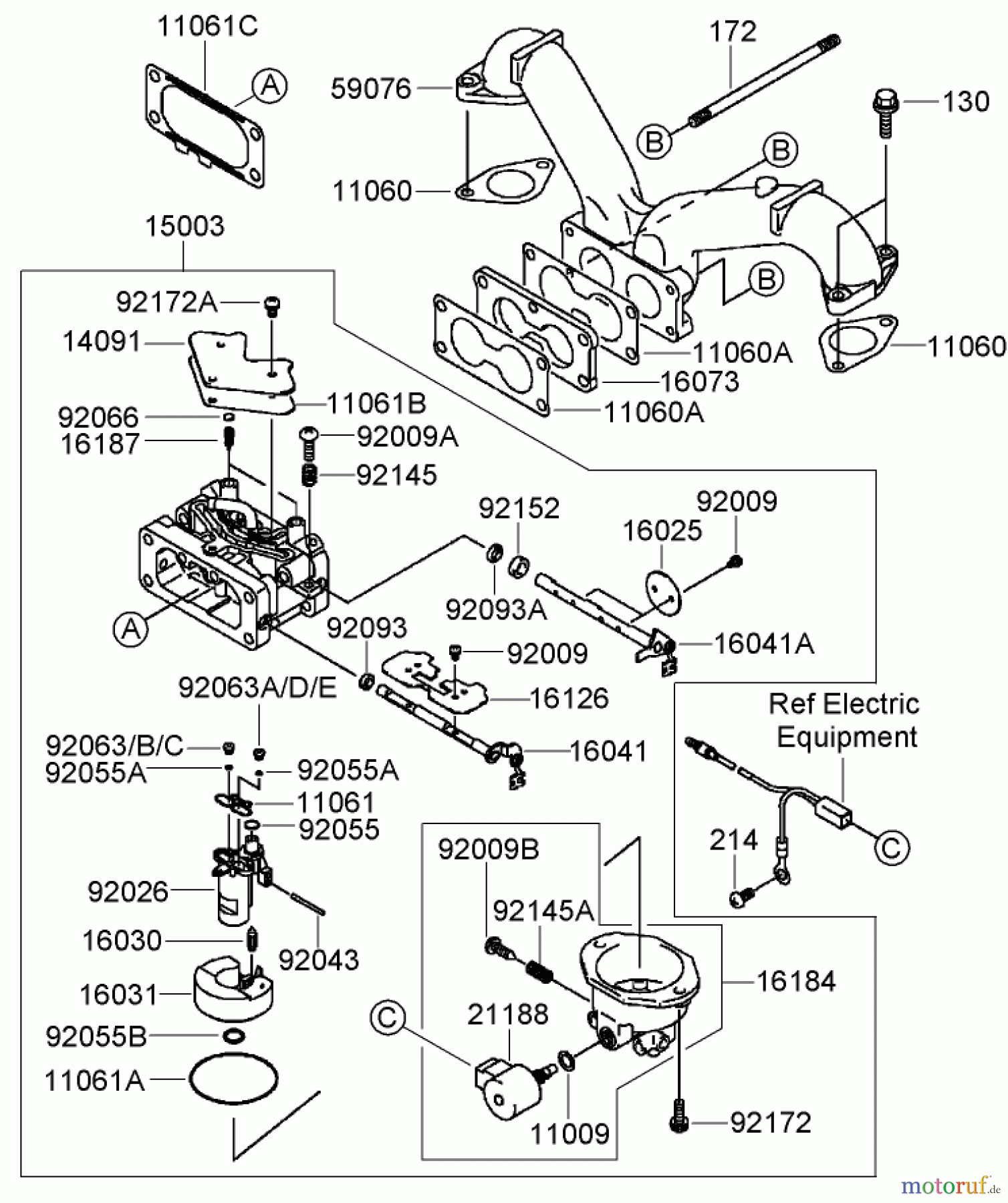  Zerto-Turn Mäher 74416TE (Z453) - Toro Z Master Mower, 132cm TURBO FORCE Side Discharge Deck (SN: 270002001 - 270999999) (2007) CARBURETOR ASSEMBLY KAWASAKI FH680V-DS21