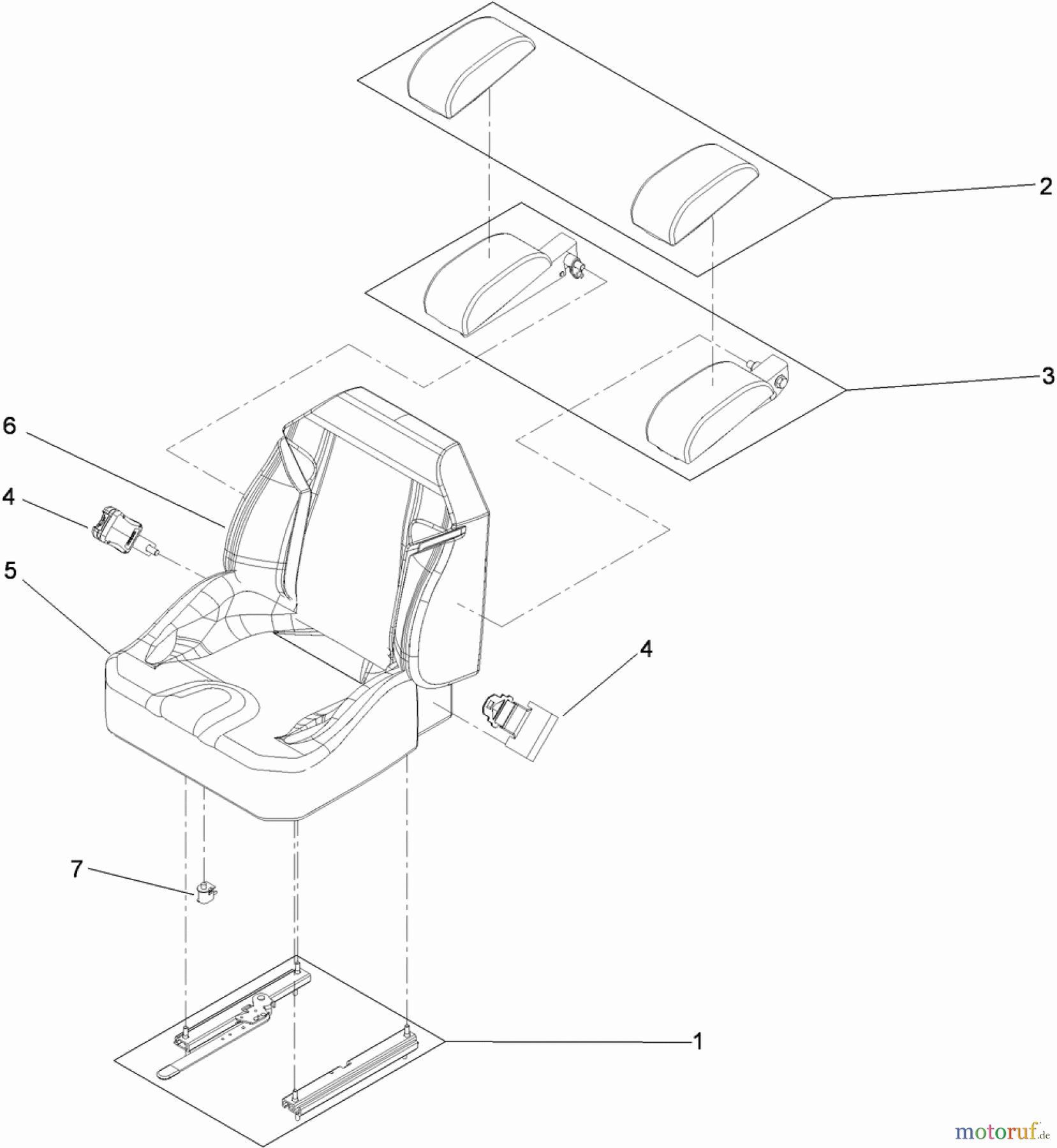  Zerto-Turn Mäher 74923TE - Toro Z Master G3 Riding Mower, 132cm TURBO FORCE Side Discharge Deck (SN: 311000001 - 311999999) (2011) SEAT ASSEMBLY NO. 116-0035