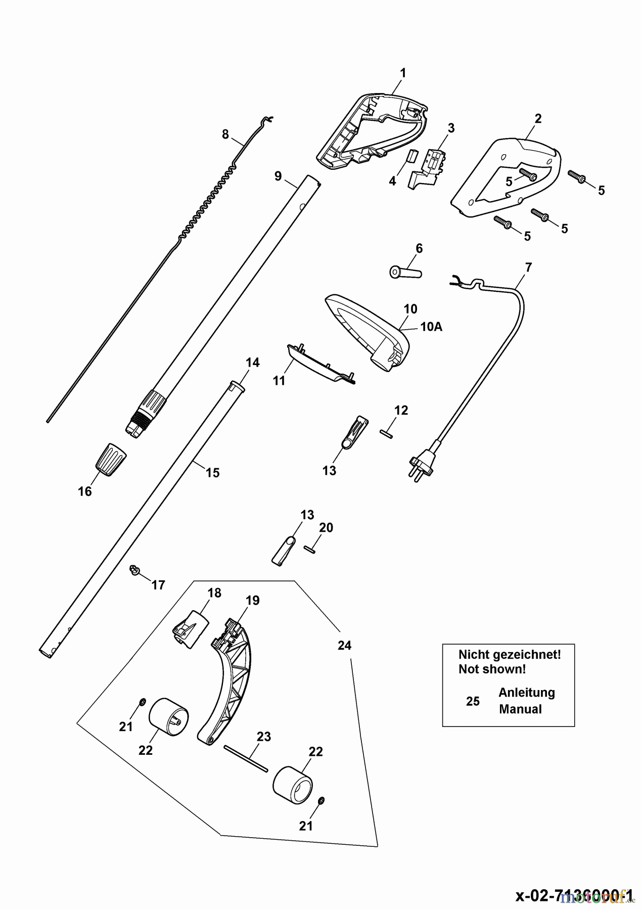Wolf-Garten Electric trimmer GT 850 7136000 Series D, E (2006) Handle
