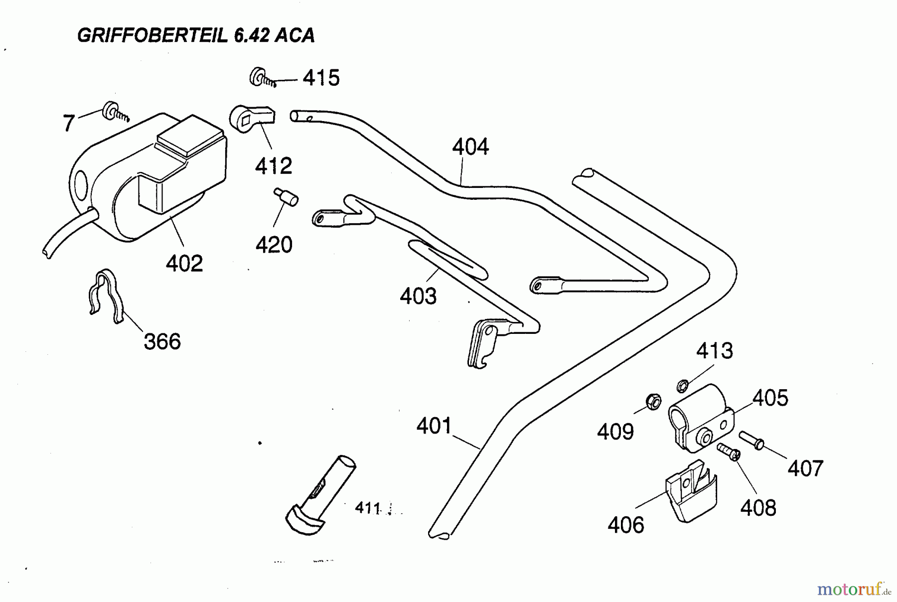  Wolf-Garten Battery mower self propelled 6.42 ACA 4946000 Series B  (1997) Upper Handle, Switch